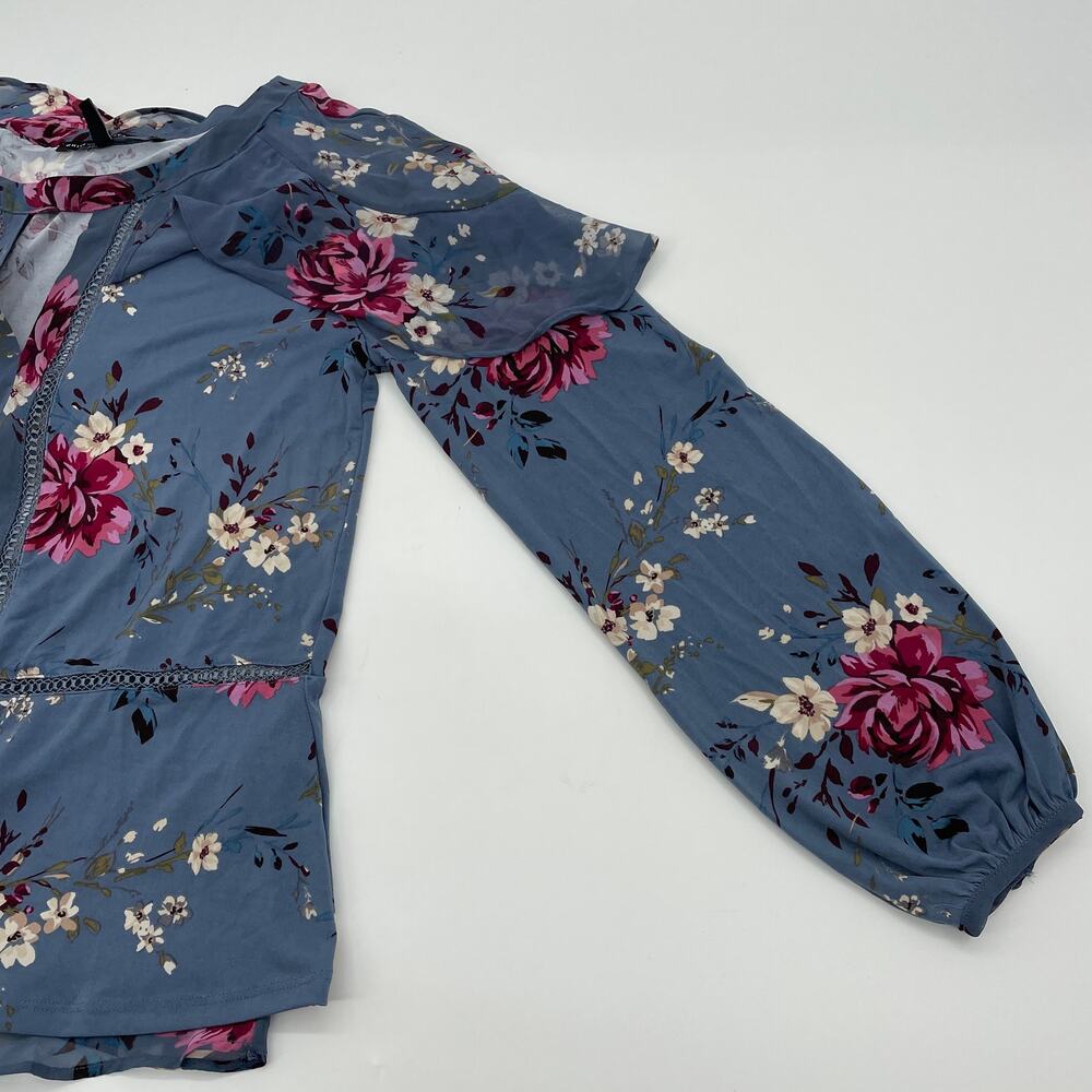 WHITE HOUSE BLACK MARKET Floral Ruffle Long Sleeve Pullover Blouse Womens Size S - Picture 6 of 8